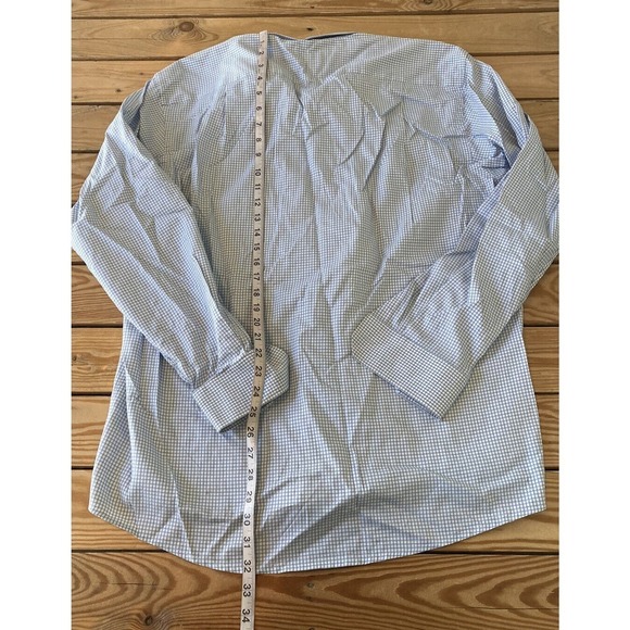 Eton Button Down Check Dress Shirt Size 17.5 Men’s Blue - Picture 6 of 8